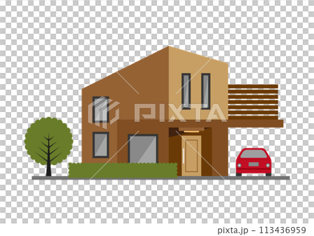一幅兩層樓房的插圖，房子有很多窗戶。 113436959