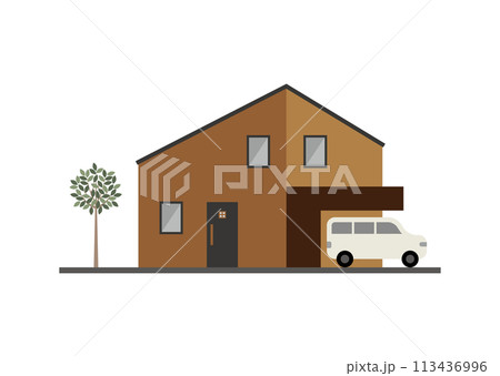 シンプルなガレージ付きの戸建て 113436996