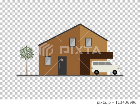 シンプルなガレージ付きの戸建て 113436996