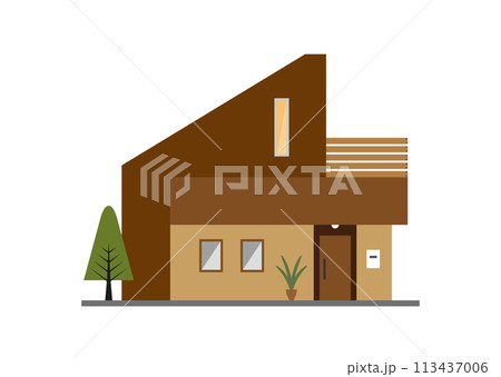 茶色のデザイン戸建て 113437006