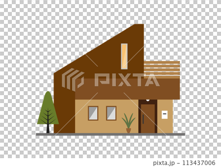 茶色のデザイン戸建て 113437006