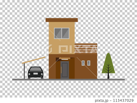 二階建て一般住宅のフラットイラスト 二階建て一般住宅のフラットイラスト 113437029