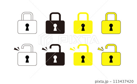 南京錠のアイコンセット 113437420