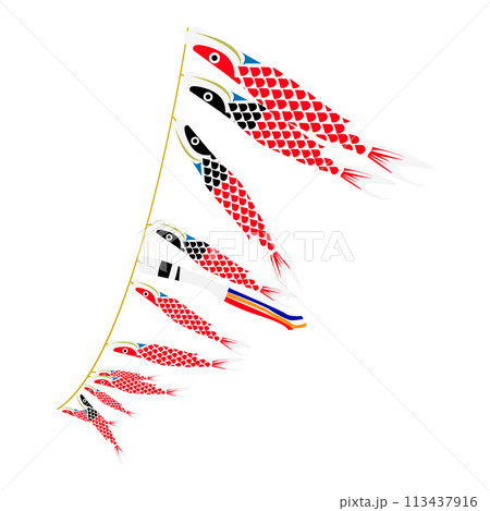 イラスト素材:鯉のぼり流し イラスト素材:鯉のぼり流し 113437916