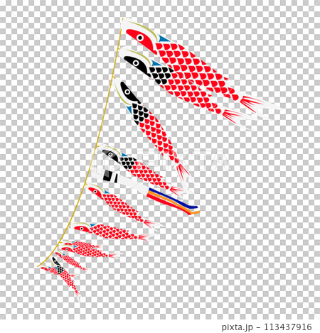 イラスト素材:鯉のぼり流し イラスト素材:鯉のぼり流し 113437916