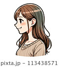 プロフィールアイコン　茶髪　ロングヘア 113438571