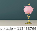 貯金箱から金貨が落ちます 3D 113438766