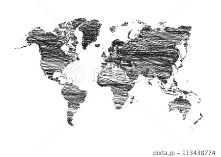 World map Detail Vector Line sketch Up Illustrator, EPS 10.  113438774