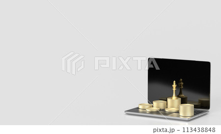 The gold king chess and coins for Business concept 3d rendering. The gold king chess and coins for Business concept 3d rendering. 113438848