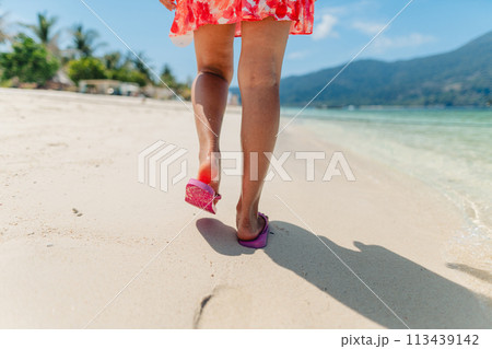 Walking and relaxing on the beach Walking and relaxing on the beach 113439142
