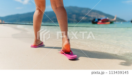 Walking and relaxing on the beach 113439145