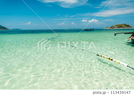 Clear sea at the beach on a tropical island Clear sea at the beach on a tropical island 113439147