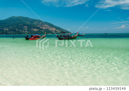 Clear sea at the beach on a tropical island Clear sea at the beach on a tropical island 113439149