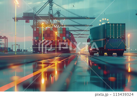 Smart logistics technology, Revolutionizing global trade. Smart logistics technology, Revolutionizing global trade. 113439324