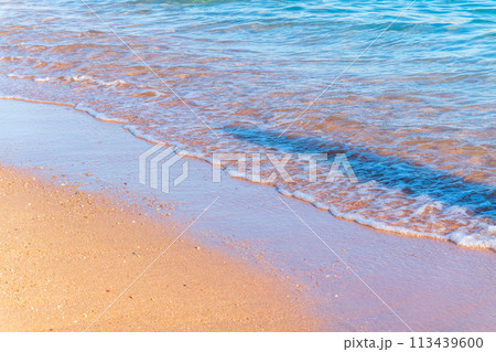 Soft wave of the sea on the sandy beach. 113439600