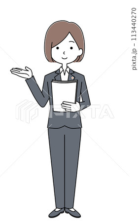 案内 検事の女性のイラスト 案内 検事の女性のイラスト 113440270