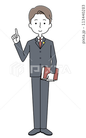 指差す 弁護士の男性のイラスト 指差す 弁護士の男性のイラスト 113440283