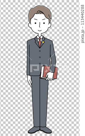 笑顔　弁護士の男性のイラスト 113440288
