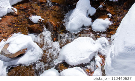 雪の八ヶ岳赤岳鉱泉への道 北沢登山道 雪の八ヶ岳赤岳鉱泉への道 北沢登山道 113440627