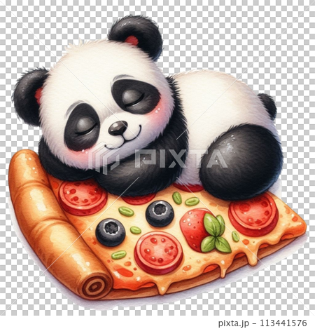 panda sleeping on pizza clipart watercolor panda sleeping on pizza clipart watercolor 113441576