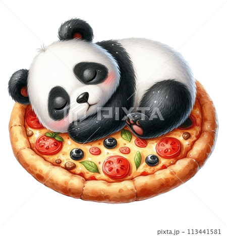 panda sleeping on pizza clipart watercolor panda sleeping on pizza clipart watercolor 113441581