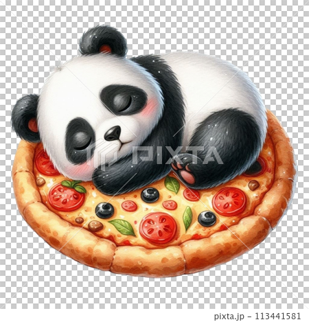 panda sleeping on pizza clipart watercolor panda sleeping on pizza clipart watercolor 113441581
