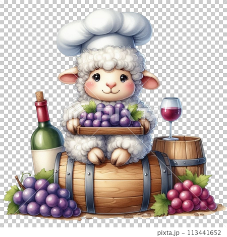 Sheep holding grapes clipart watercolor Sheep holding grapes clipart watercolor 113441652