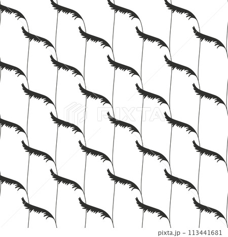 Monochrome seamless pattern with black wild flowers silhouettes on white background 113441681