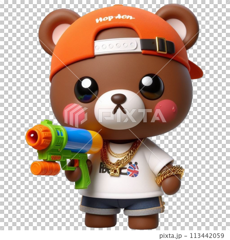 bear holding a water gun 3D render illustration bear holding a water gun 3D render illustration 113442059