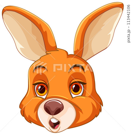 Friendly Cartoon Rabbit Face 113442106