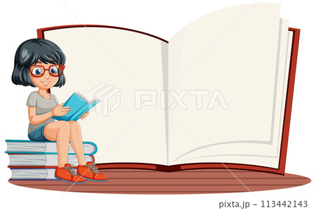 Young Girl Enjoying Her Reading Time 113442143