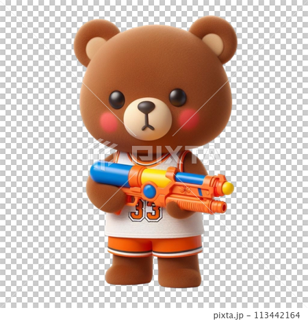 bear holding a water gun 3D render illustration bear holding a water gun 3D render illustration 113442164