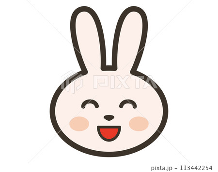 満面の笑顔のうさぎさんの顔イラストのイラスト素材 [113442254] - PIXTA