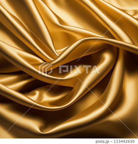 Gold silk fabric background and texture. Gold satin textured background material 113442630
