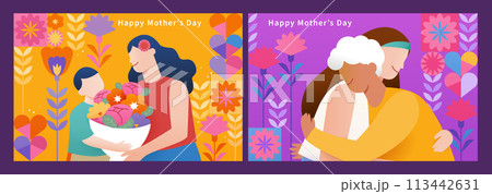 Colorful Mothers Day template set 113442631