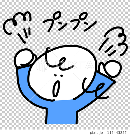 Angry woman with fist raised, upper body, simple and cute line drawing illustration Angry woman with fist raised, upper body, simple and cute line drawing illustration 113443225