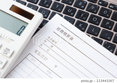 従業員が立て替えた経費を会社に精算してもらうために申請する「経費精算書」 113443267