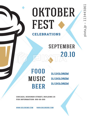 Oktoberfest flyer or poster retro typography template design beer festival celebration vector illustration 113443861