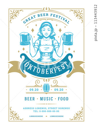 Oktoberfest flyer or poster retro typography template design beer festival celebration vector illustration Oktoberfest flyer or poster retro typography template design beer festival celebration vector illustration 113443912