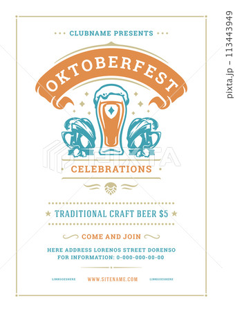 Oktoberfest flyer or poster retro typography template design beer festival celebration vector illustration Oktoberfest flyer or poster retro typography template design beer festival celebration vector illustration 113443949