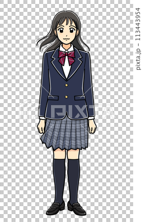 頭髮隨風飄揚的西裝外套女高中生 頭髮隨風飄揚的西裝外套女高中生 113443954