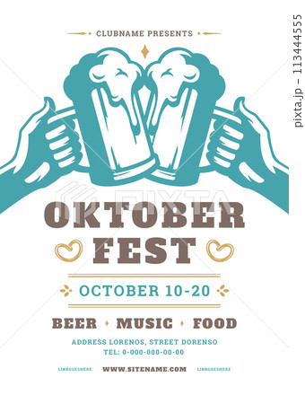 Oktoberfest flyer or poster retro typography vector template design willkommen zum invitation beer festival celebration. Oktoberfest flyer or poster retro typography vector template design willkommen zum invitation beer festival celebration. 113444555