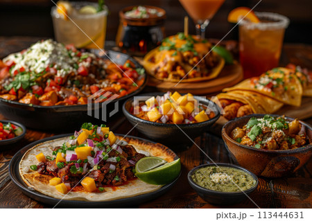 Mexican food, Cinco de Mayo celebration, menu shot, variety 113444631