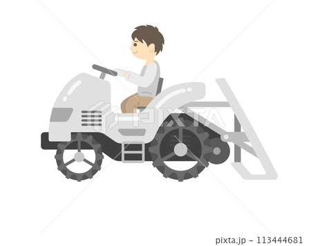 田植機を操縦する、男性のイラスト 113444681