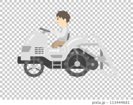 田植機を操縦する、男性のイラスト 113444681