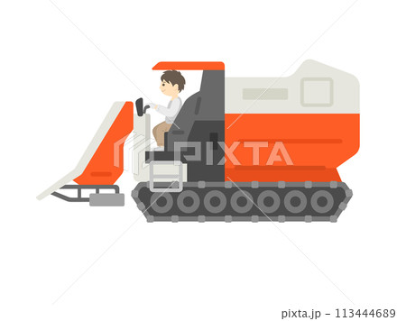 コンバインを操縦する、男性のイラスト コンバインを操縦する、男性のイラスト 113444689