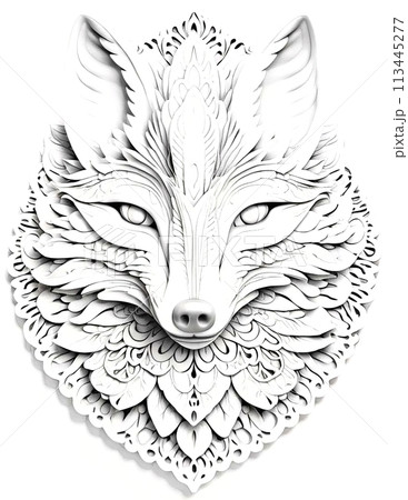 Zen Fox Mandala Coloring Page	 113445277
