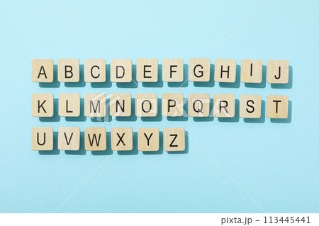 Alphabet from three-dimensional letters, top view. Alphabet from three-dimensional letters, top view. 113445441