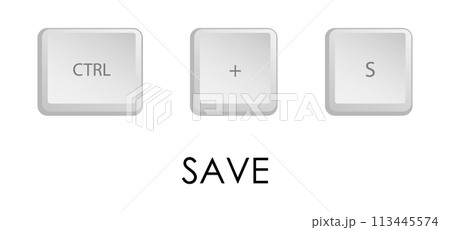 Save key combination. Keyboard shortcut for quickly executing command in operating system. Isolated vector on white background Save key combination. Keyboard shortcut for quickly executing command in operating system. Isolated vector on white background 113445574