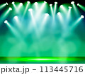 ステージのスポットライト グリーン 113445716